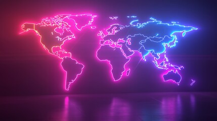 Neon World Map: A Glowing Global Vision