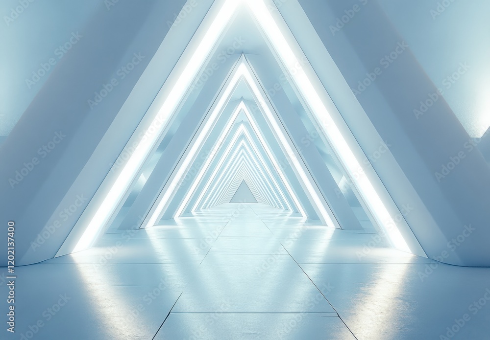 Aufkleber abstract futuristic corridor with triangular shapes and glowing lights creating a visually striking 