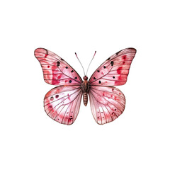 Obraz premium Pink Butterfly: Delicate watercolor style painting of a pink butterfly with intricate wing patterns. A beautiful and ethereal image perfect for design projects and adding a touch of elegance.