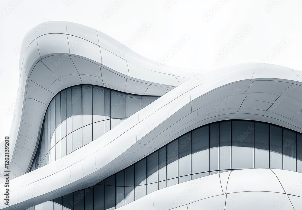 Aufkleber abstract modern architecture with fluid curved lines and minimalist design showcasing innovative con