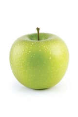Green apple with water droplets