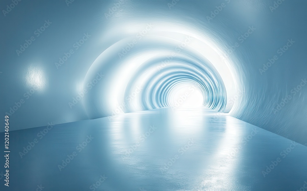 Aufkleber abstract tunnel with soft blue lighting, smooth surface, and radiant exit creates a tranquil and min