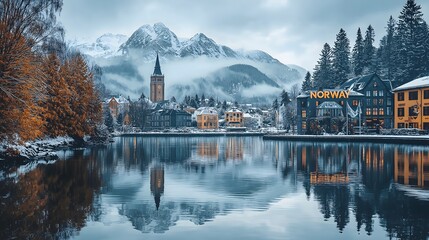 Charming Winter Village in Norway