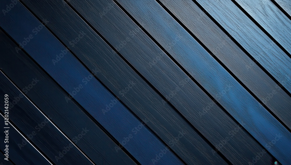 Poster abstract wooden background with diagonal lines in various shades of dark blue and grey, creating a v