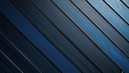 Fototapeta premium Abstract wooden background with diagonal lines in various shades of dark blue and grey, creating a visually striking texture ideal for design projects and artistic applications.