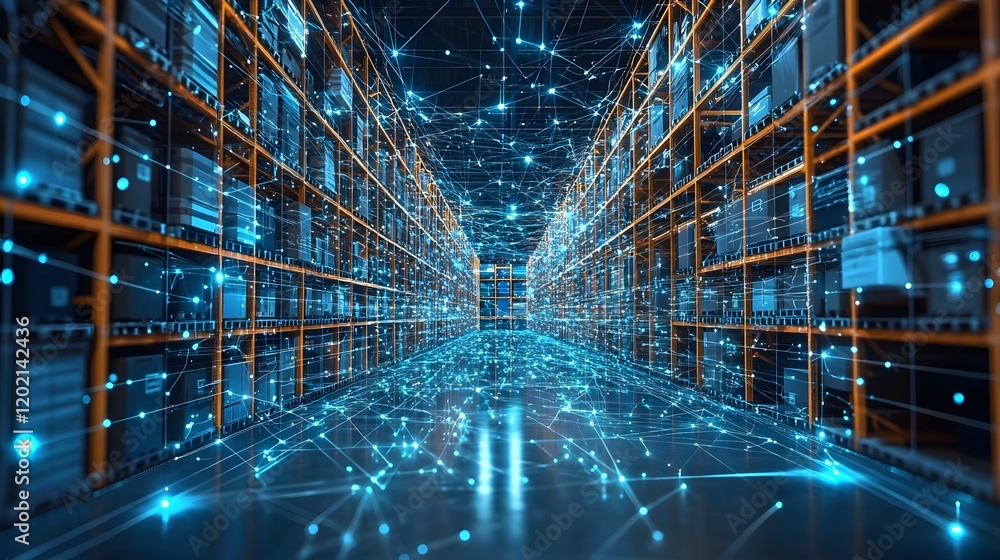 Poster ai powered digital logistics solutions optimizing warehouse and delivery processes for enhanced effi