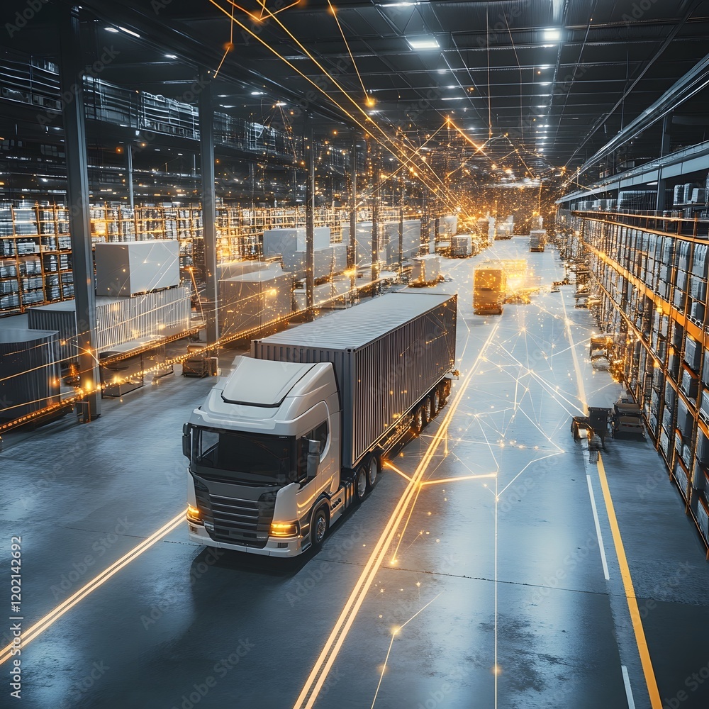 Poster ai enhanced transportation and logistics network with smart delivery and warehouse solutions streaml