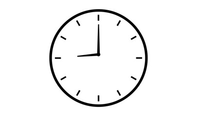 9 o clock isolated transparent vector icon symbol, clock icon, 