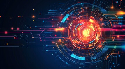 Obraz premium Abstract Technology Background with Glowing Circuitry and Data Streams