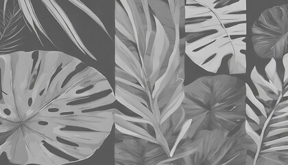 Collection of tropical leaves,foliage plant in blue color with space background