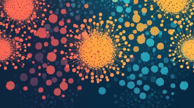 Contagion flat design top view pandemic awareness theme animation Split-complementary color scheme. 