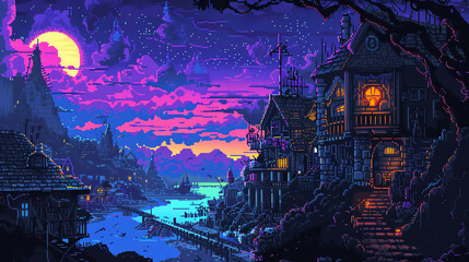 Pixel art illustrating intricate details and bold color choices