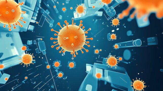 Contagion flat design top view pandemic awareness theme animation Split-complementary color scheme. 