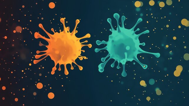 Contagion flat design top view pandemic awareness theme animation Split-complementary color scheme. 