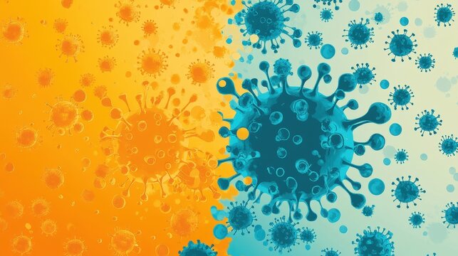 Contagion flat design top view pandemic awareness theme animation Split-complementary color scheme. 