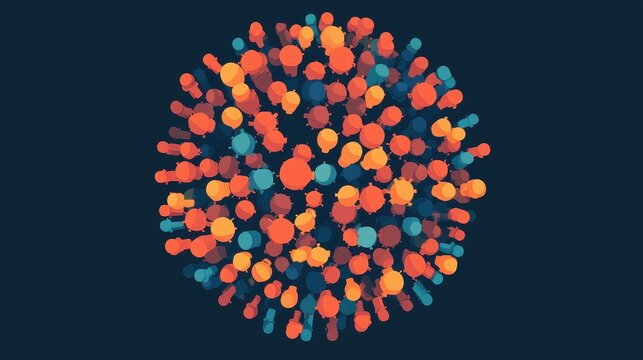 Contagion flat design top view pandemic awareness theme animation Split-complementary color scheme. 