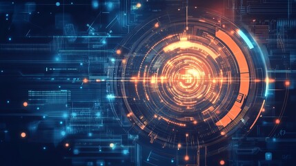 Obraz premium Abstract Tech Background with Circular Glowing Elements