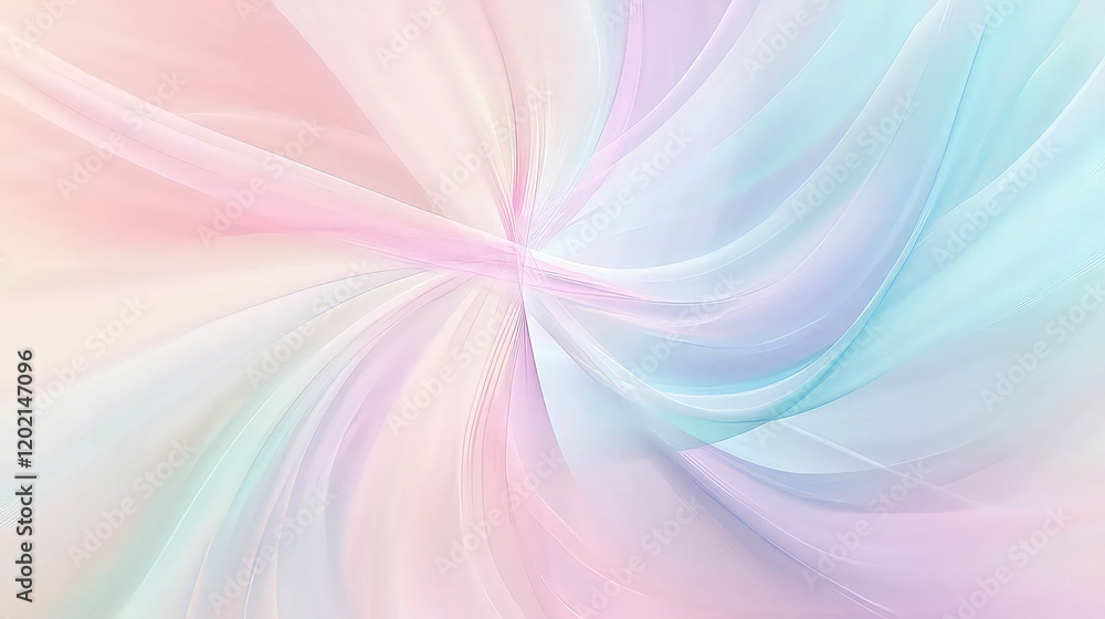 Poster pastel-colored lines in an abstract composition softly converge in the middle of a gentle gradient b