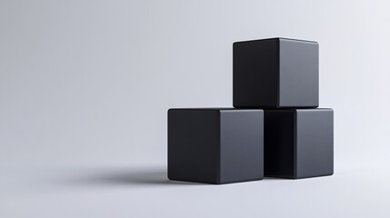 Three black cubes forming a pyramid on white background