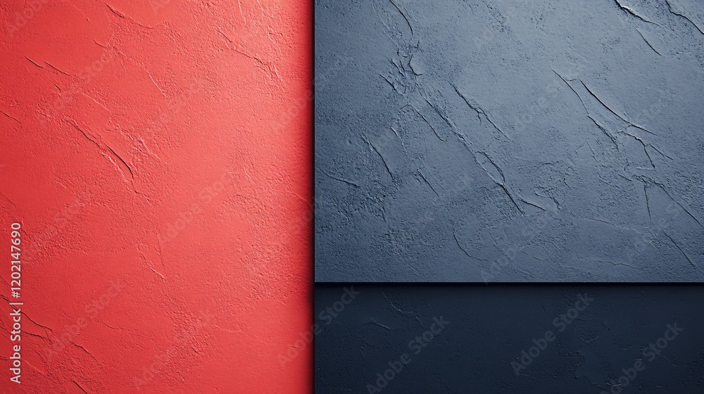 Aufkleber Red and blue textured background creating modern and minimalist design