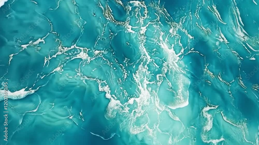 Aufkleber Aqua Swirl: Abstract image of swirling teal and white paint creating a mesmerizing marble effect.  Perfect for backgrounds, design elements, or adding a touch of elegance. 