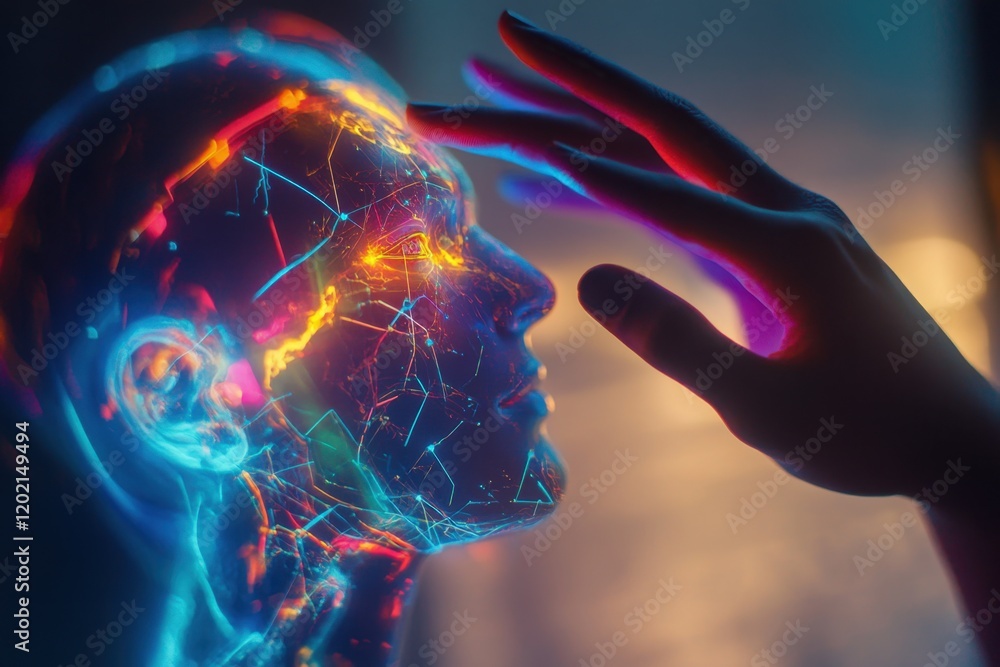 Aufkleber artificial intelligence and human entrepreneurs working together on the brain of an ai robot, a digi