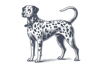 Dalmatian dog vector | dog vector | dog illustration | dog silhouette | dog tattoo | dog engraving | dog drawing 