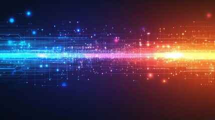 Obraz premium Abstract Tech Background with Binary Code and Light Streaks