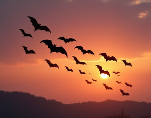 Obraz premium bats flying in the sky