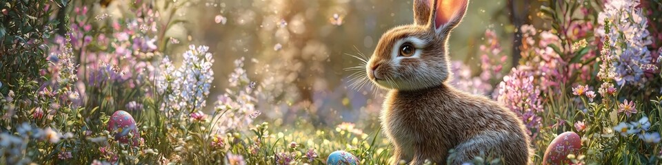 Obraz premium rabbit and Easter eggs. Selective focus