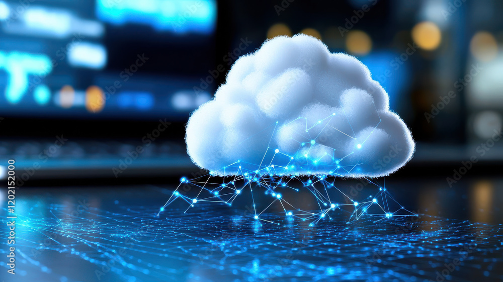 Leinwandbilder digital cloud with connected global servers, representing online data exchange and technology. image
