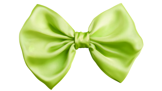 Green bow isolated on transparent PNG.