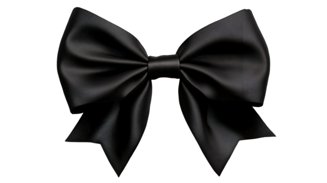 Black bow isolated on transparent PNG.