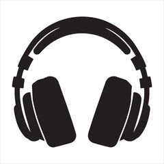 Headphone Black silhouette on white background
