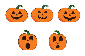 Set of halloween pumpkins, Happy halloween, Premium halloween illustration for banners posters greetings and Halloween celebrations.