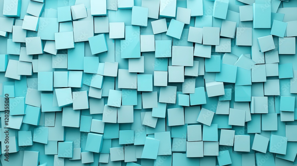 Poster abstract background of blue paper squares overlapping on a light blue surface for design elements an