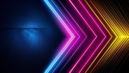modern abstract background dark gradient with neon pink light and neon blue color in the upper right corner with neon yellow lines on one side