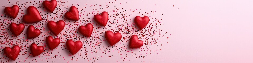 Obraz premium hearts top view valentine day. Selective focus