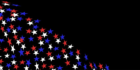 4th of July stardust scatter. American Independence Day stars background. Red blue stars confetti in USA flag colors for Independence Day. Vector EPS10