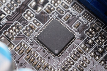 High-Resolution Close-Up of a Computer Motherboard