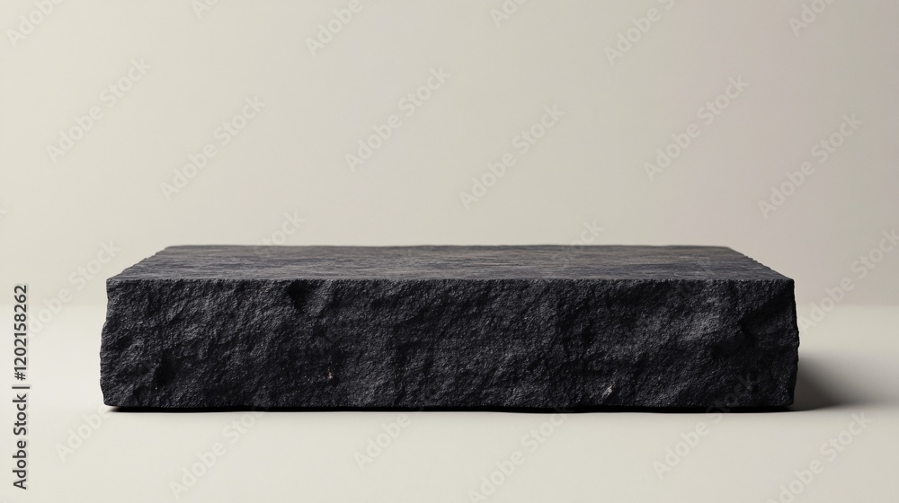 Poster empty black stone podium displaying minimalist elegance on neutral background