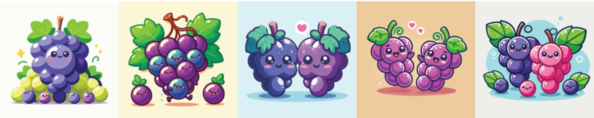 Collection of animated vector grapes