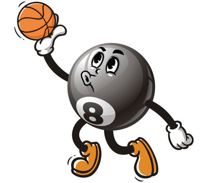 recommend clip art: Billiard Ball playing slam dunk basketball,      Cartoon Character Mascot Illustration Vector Clip-art Hand-drawn Logo Design