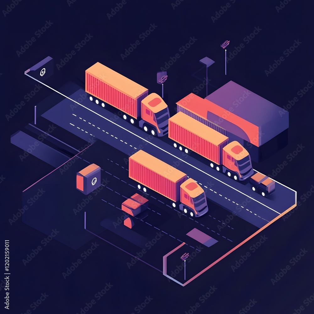 Poster minimalist and sleek graphic design showcasing the of technology in logistics transportation and sup