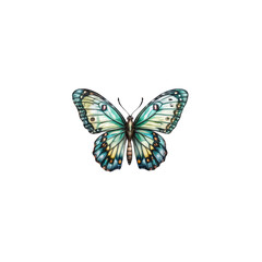 Obraz premium Blue Morpho Butterfly Illustration: A beautiful, intricately detailed illustration of a blue morpho butterfly with its wings spread wide, capturing the vibrant blues, greens.