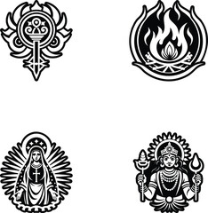 Pack of Glyph Style Deity Symbols Icons 

