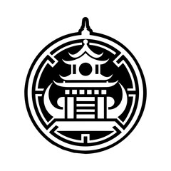 A filled style icon of buddhist monastery symbol