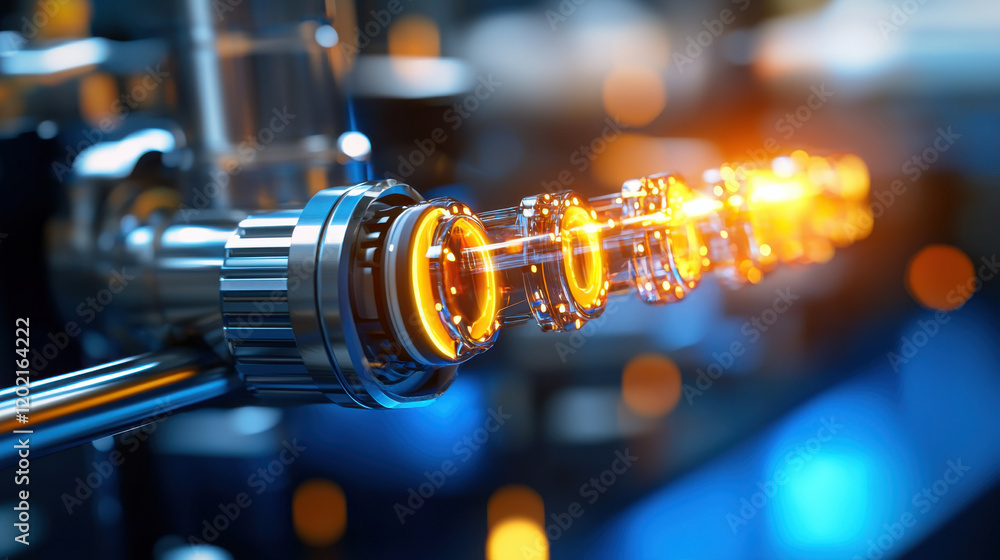 Fototapete close up view of futuristic energy research lab showcasing advanced technology and glowing component