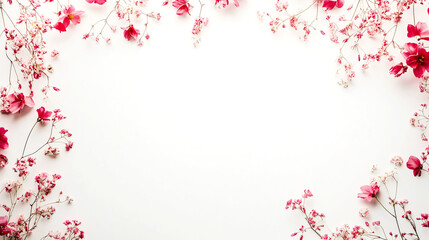 Obraz premium Pink floral frame on white background