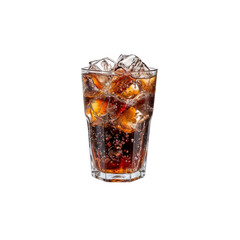 Ice Cold Cola: A refreshing glass of cola with ice cubes, perfect for a hot day. The condensation on the glass creates a sense of cool and thirst-quenching refreshment.  